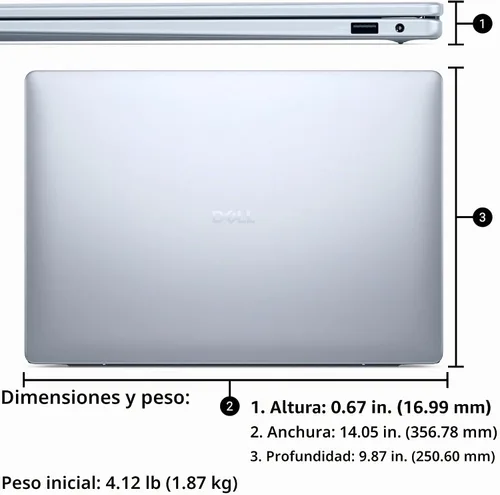 Vista 5 de Dell Portátil con pantalla táctil 16 Plus, Intel Core 7 150U, 16 GB DDR5