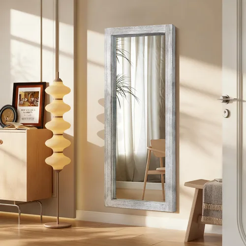 Vista 3 de AAZZKANG Espejo de pared de longitud completa con marco de madera rústica, 58 x 24 pulgadas, rectangular, grande, cuerpo completo para dormitorio