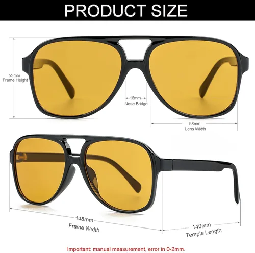 Vista 4 de Gafas de sol polarizadas clásicas vintage estilo aviador para hombres y mujeres montura grande gafas de sol retro de los años 70