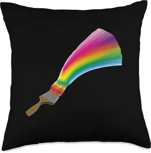 Vista 5 de Painter Art Designs Paintbrush Painting Rainbow Art - Almohada de 16 x 16 pulgadas, multicolor