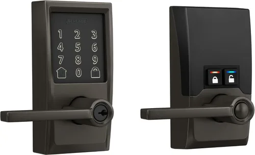 Vista 13 de Schlage Encode Smart WiFi Lock, manija de palanca, borde Camelot, bronce