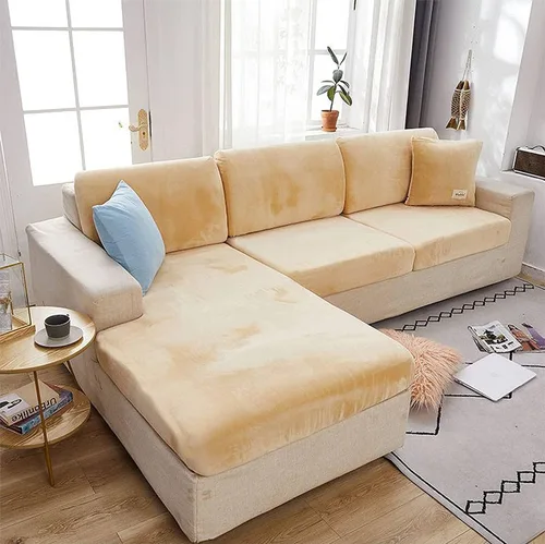 Vista 2 de Funda de cojín de terciopelo para sofá en forma de L, funda elástica para cojines de asiento, protector de muebles suave y antideslizante para silla