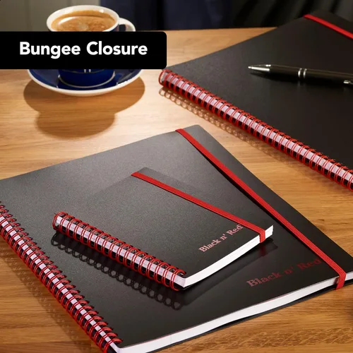 Vista 6 de Black n' Red Cuaderno, diario de negocios, 11 x 8 pulgadas, 70 hojas, a rayas, papel óptico, aplicación Scribzee, cubierta de polietileno flexible