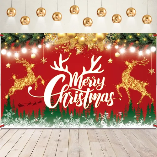 Vista 8 de Cartel grande de Feliz Navidad, 72 x 44 pulgadas, decoraciones de fiesta de Navidad, pancarta de fiesta de Navidad, decoraciones de Navidad
