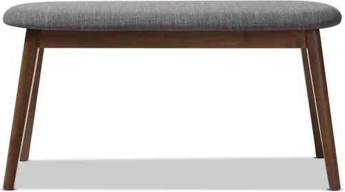 Vista 4 de Baxton Studio Easton - Banco de madera tapizado de tela gris oscuro moderno de mediados de siglo