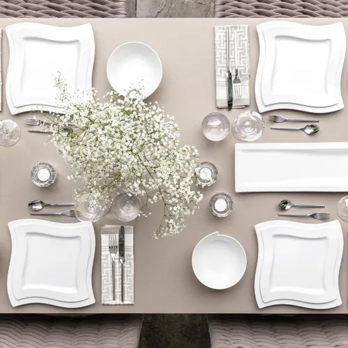 Vista 2 de Villeroy & Boch 1025251900 Wave - Tazón de arroz redondo grande (nueva forma), 20.25 onzas, blanco Creamy White premium porcelain rice bowl, made