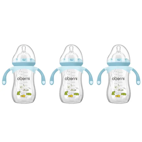 Vista 16 de Botellas para bebé Oberni, botellas de leche para niños con pajita con peso y asa antideslizante, tamaño + flujo rápido variable, 12+ meses, sin