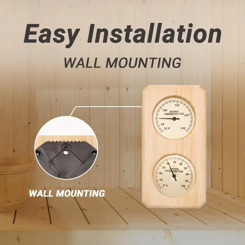 Vista 3 de Termómetro e higrómetro de sauna, termómetro de sauna 2 en 1, accesorios Fahrenheit, medidor de temperatura de sauna para sauna, sala de vapor