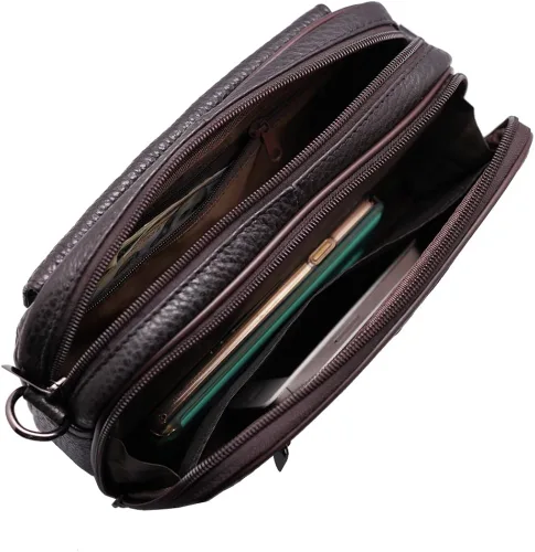 Vista 6 de Vidlea Bolso bandolera de cuero genuino para hombre, bolso de mensajero, organizador de chequera