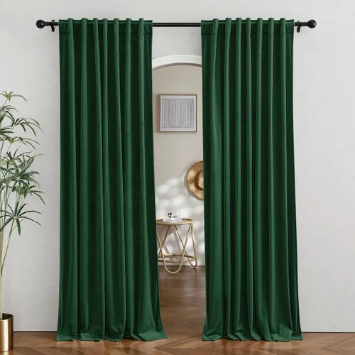Vista 71 de RYB HOME Cortinas 100% opacas de terciopelo blanco para dormitorio, pestaña trasera y bolsillo para barra, aislamiento térmico, cortinas