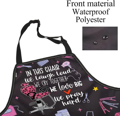 Vista 3 de Hair Stylist Apron with Pockets Hairdresser Gifts Hair Stylist Gifts Cosmetologists Gifts Beauty Salon Aprons Barber Apron