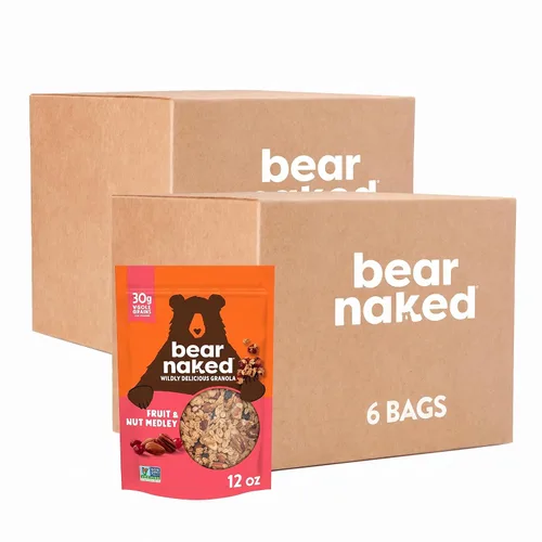 Vista 8 de Bear Naked Cereales de granola, vegetarianos, aperitivos de desayuno, frutas y nueces (6 bolsas)