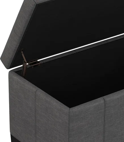 Vista 9 de SIMPLIHOME Dover - Reposapiés con almacenamiento rectangular contemporáneo de 36 pulgadas de ancho en aspecto de lino gris pizarra, tapizado