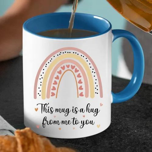Vista 4 de Taza de regalo para mejor amiga, hermana, mamá, papá, esta taza es un abrazo de mí a ti, abrazo en una taza, Thinking Of You, taza novedosa