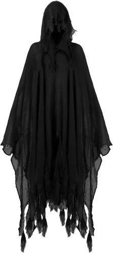Vista 12 de Fourluoo Capa con capucha de la parca de Halloween para hombres y mujeres Blanco