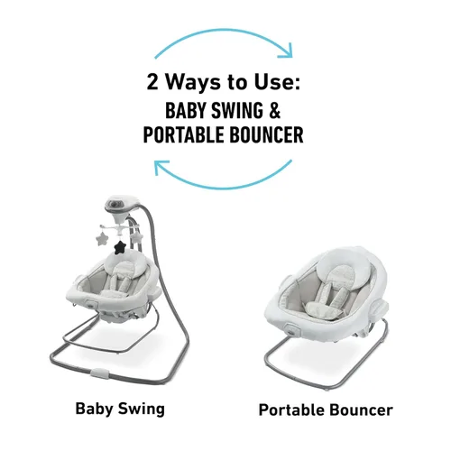 Vista 2 de Graco DuetConnect® LX Portabebé Colgante y Balancín, Asiento Balancín Multi-Dirección para Bebé, Varias Velocidades de Cierre, Redmond Rojo (Redmond)