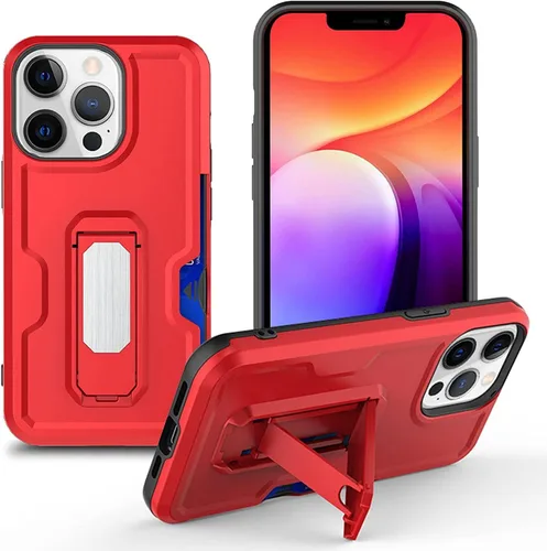 Vista 7 de Funda para iPhone 13/13 Mini/13 Pro/13 Pro Max, cubierta de protección completa, cubierta de policarbonato con ranura para tarjetas con soporte