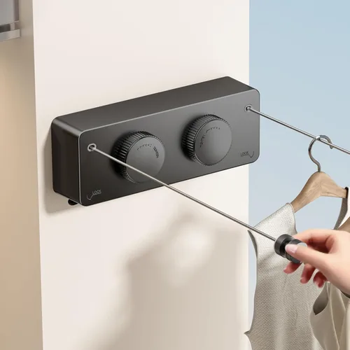 Vista 20 de MUSTORN Tendedero Retráctil Doble para Interiores, Línea de Ropa Retráctil para Exteriores que No se Comba de Servicio Pesado, Línea de Secado
