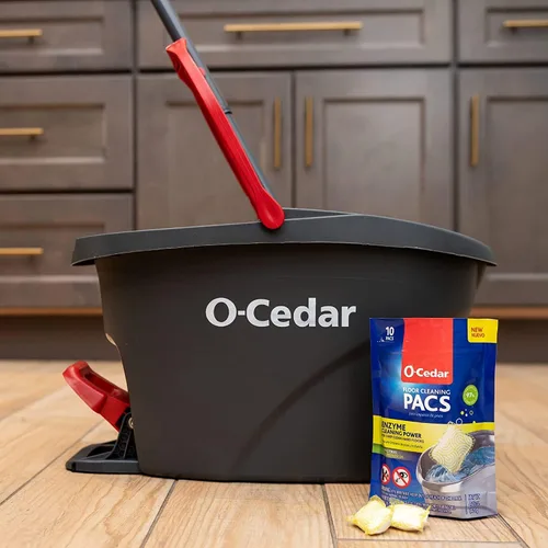 Vista 4 de O-Cedar EasyWring - Sistema de limpieza con cubo y mopa giratoria de microfibra + Paquetes de cítricos y lavanda (paquete variado)