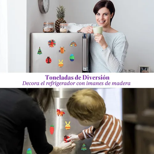 Vista 5 de Imán de madera DIY 36 suministros de manualidades kit de pintura para niños