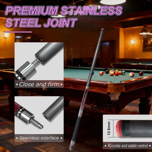 Vista 2 de HomeSeason 58" Carbon Fiber Pool Cue Stick with Screw-in Extension and Leather Case Low Deflection Cue Stick 3 * 8/8Joint Pin, Billiard Cue Sticks