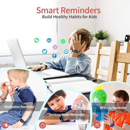 Vista 6 de Reloj de fitness para niños, reloj inteligente impermeable IP68 con esfera de reloj de 1.4 pulgadas, 19 modos deportivos, podómetros, frecuencia