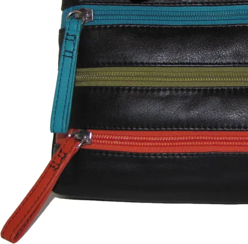 Vista 3 de Bolso cruzado con cremallera de cuero
