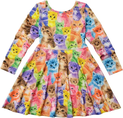 Vista 3 de Jxstar Vestidos de manga larga para niñas, ropa de otoño e invierno, vestido con vuelo