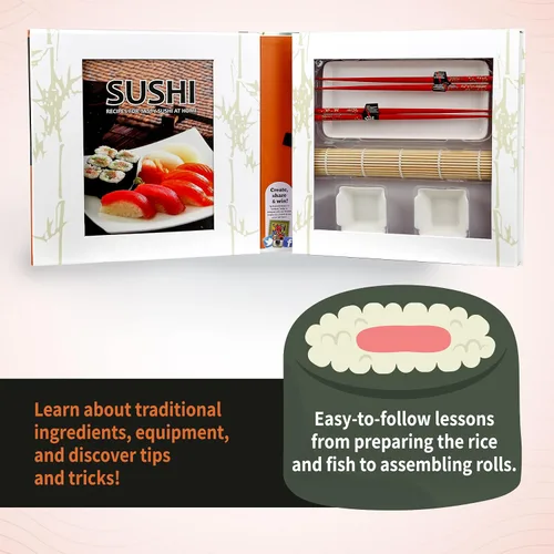 Vista 3 de SpiceBox Kit de fabricación de sushi para principiantes con cómo hacer libro de sushi, juego de rollos fáciles, manualidades y manualidades
