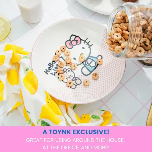 Vista 5 de Silver Buffalo Sanrio Hello Kitty Pink Dots - Cuenco grande de cerámica de 9 pulgadas para servir pasta, ensalada, cereales