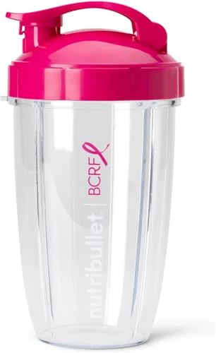 Vista 3 de nutribullet Vasos To-Go de 24 oz y tapas abatibles de colores (rosa/blanco)