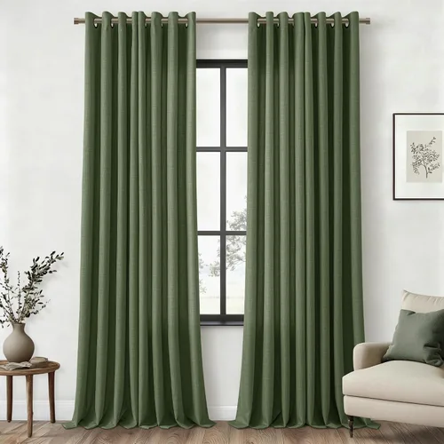 Vista 45 de Cortinas de avena con ojales DUKIYO de 96 pulgadas de largo para sala de estar, comedor, juego de 2 paneles, cortinas de arena y beige