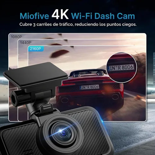 Vista 2 de Miofive S1 E 4K Dash Cam frontal - Cámara de tablero de instrumentos de coche UHD 2160P con IPS de 3 pulgadas Built-in WiFi, GPS Tracking, Smart