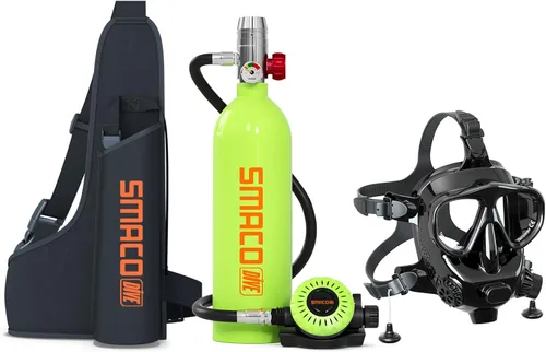 Vista 11 de SMACO Mini tanque de buceo 1L tanque de buceo portátil reutilizable buceo kit de cilindro de oxígeno para snorkel y rescate de emergencia S400