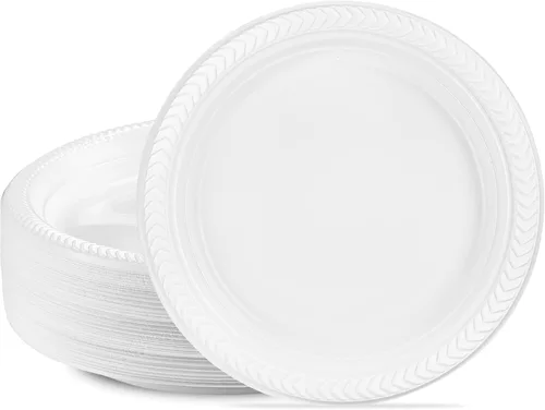 Vista 8 de PLASTICPRO 100 piezas de cuencos de plástico blanco de 5 oz de calidad premium, platos ligeros desechables, cuencos pequeños de plástico