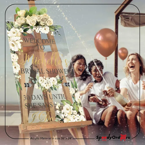Vista 8 de Letrero de bienvenida para despedida de soltera con texto en inglés "Boho Bridal Show" - Letrero de bienvenida personalizado para despedida