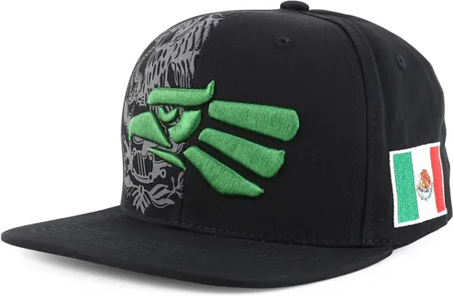 Vista 19 de Hecho En Mexico Águila 3D Bordada Gorra Plana con Cierre Snapback Verde oscuro Negro 4