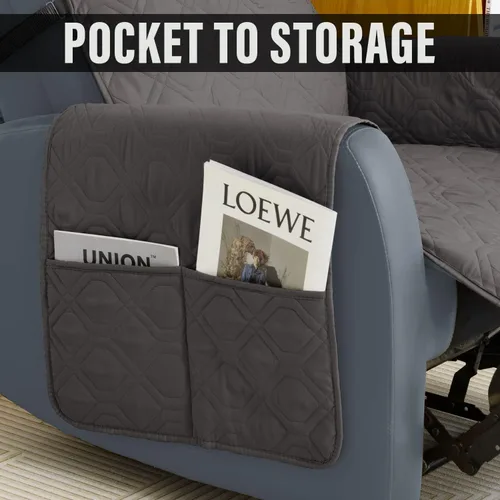 Vista 2 de Fundas para sillas reclinables, fundas antideslizantes para sofá, lavables a máquina, protector de muebles con correas para perros