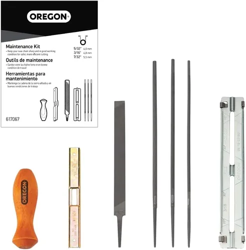 Vista 3 de Oregon Kit de afilado universal de 7 piezas y pistola de engrase para motosierras, lubricante multiusos precargado, fácil de recargar, universal