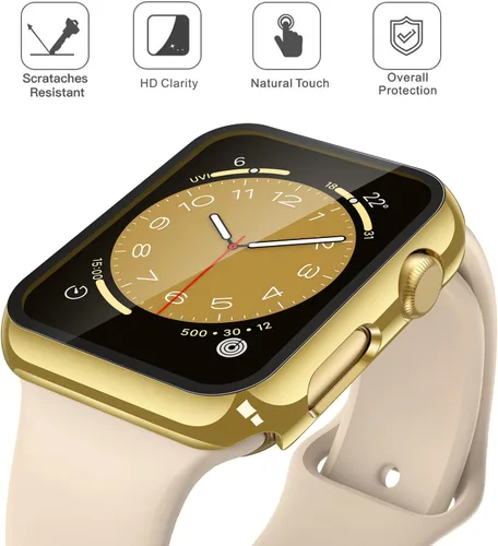 Vista 4 de Misxi Juego de 2 Fundas de Vidrio Templado Compatibles con Apple Watch Series 3 y Series 2 de 1.496 Pulgadas, Protector de Pantalla de Policarbonato