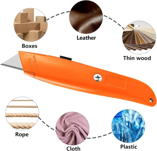 Vista 3 de DIYSELF Paquete de 2 cortadores retráctiles con 10 hojas de cuchillo utilitario, cuchillas afiladas de acero SK5, cortadores de caja para cartón