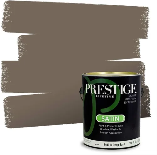 Vista 3 de PRESTIGE Pinturas Pintura Exterior e Imprimación en Uno, 1 Galón, Mate, Combinación Comparable de Sherwin Williams* Black Magic* SW6991-PCM