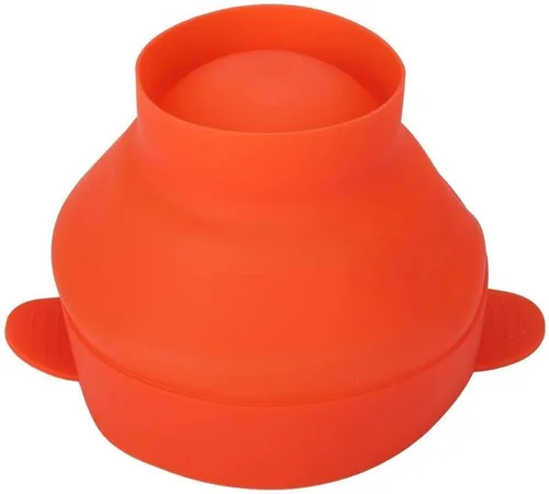 Vista 6 de Popcorn Popper para microondas con tapa de asa, plegable, de silicona, para hacer palomitas de maíz, uso en microondas u horno (rojo)