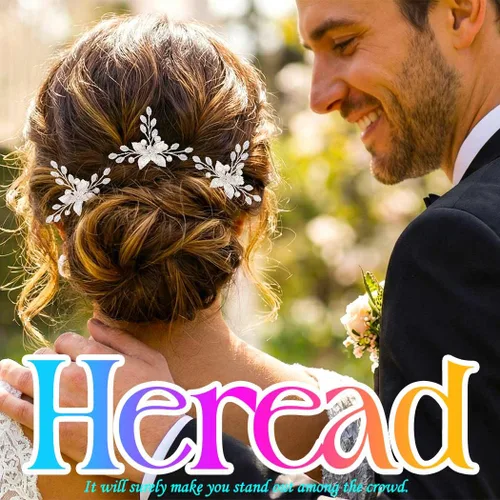 Vista 3 de HEREAD Pinzas para el pelo de boda con perlas para mujer (paquete de 3)