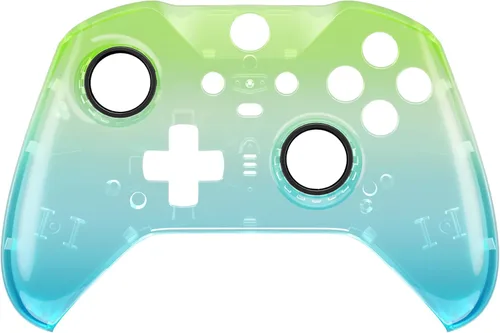 Vista 3 de eXtremeRate Gradient Translucent Green Blue Front Housing Shell Case Replacement Kit for Xbox One Elite Series 2, Xbox Elite 2 Core Controller