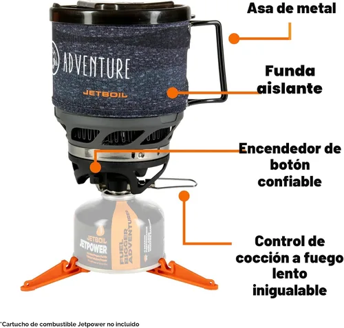 Vista 2 de Jetboil MiniMo - Sistema de cocina para estufa de camping y mochileros con control de calor ajustable