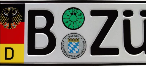 Vista 4 de Placa Euro alemana con bandera alemana y escudo de armas - Caracteres aleatorios