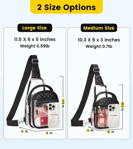 Vista 3 de Vorspack Clear Bag for Stadium Events - Crossbody Bag for Women Clear Stadium Bag for Concerts Sports Festivals