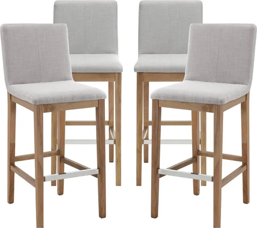 Vista 15 de Kmax Juego de 2 taburetes de bar de 26 pulgadas de altura de mostrador, taburetes tapizados para encimera de cocina con soporte trasero, taburetes