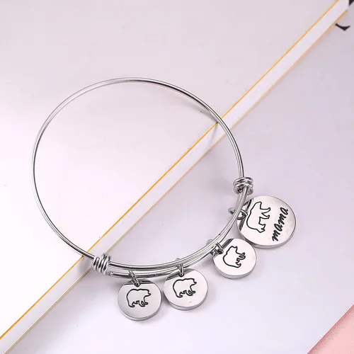 Vista 5 de GDKASRNY Pulsera de oso de mamá con brazalete ajustable de 1, 2, 3 cachorros, regalo para mamá